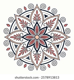 Vector Hand drawing Mandala design, Mandala pattern colored background.