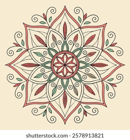 Vector Hand drawing Mandala design, Mandala pattern colored background.