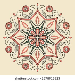 Vector Hand drawing Mandala design, Mandala pattern colored background.