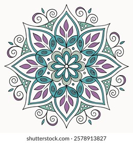 Vector Hand drawing Mandala design, Mandala pattern colored background.