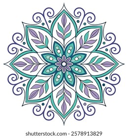 Vector Hand drawing Mandala design, Mandala pattern colored background.