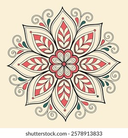 Vector Hand drawing Mandala design, Mandala pattern colored background.