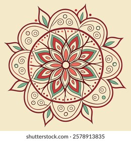 Vector Hand drawing Mandala design, Mandala pattern colored background.