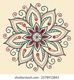 Vector Hand drawing Mandala design, Mandala pattern colored background.