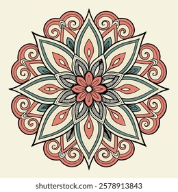 Vector Hand drawing Mandala design, Mandala pattern colored background.