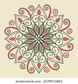 Vector Hand drawing Mandala design, Mandala pattern colored background.