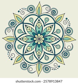 Vector Hand drawing Mandala design, Mandala pattern colored background.