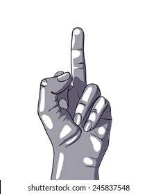 Vector  hand drawing middle finger isolated on white background