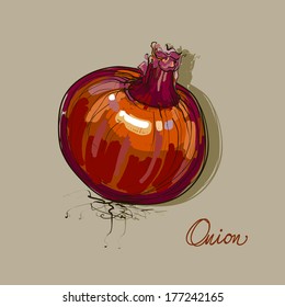 vector hand drawing onion vegetable