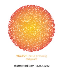 vector hand drawing orange round background