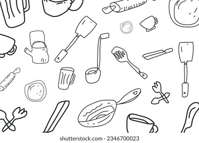 vector hand drawing Pattern cooking equipment