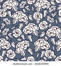 Vector hand drawing pen brush stroke outline simple flower illustration seamless repeat pattern home decor print fashion fabric and textile 