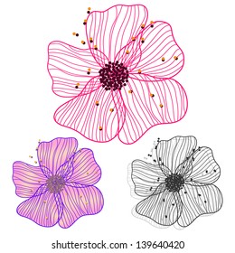 vector hand drawing pink flower for design