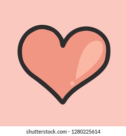 vector hand drawing of pink heart shape