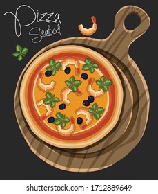 
Vector hand drawing sea food pizza 02