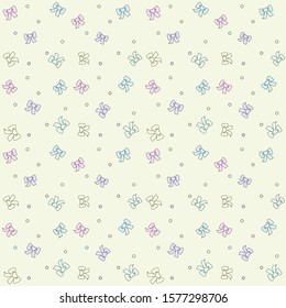 Vector - Hand drawing. Seamless pattern cute bow on light yellow background. Pastel color. Can be use for fabric, print, paper, web, origami, wrapping. 