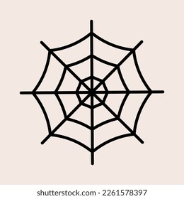 Vector hand drawing set of Halloween elements. The collection of spider's black outline silk mesh is isolated on a white background. Design of a festive poster for a party, invitati