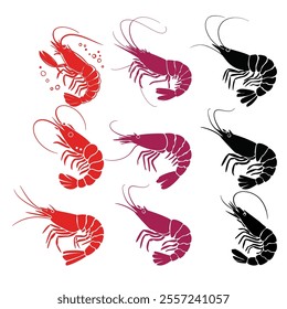 Vector Hand Drawing Silhouette of Shrimp