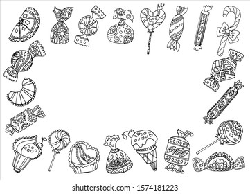 Vector hand drawing sweets doodle style. Isolated vector illustration.
