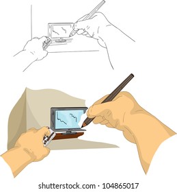 vector - hand drawing TV, isolated on background