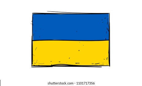 Vector hand drawing of Ukraine flag illustration