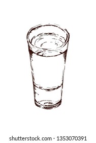 Vector hand drawm vodka glass