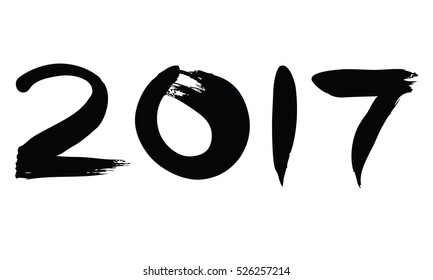 Vector hand drawn 2017 numbers. New Year. Made with ink
