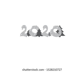 Vector hand drawn 2020 numbers, Happy New Year background