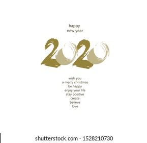 Vector hand drawn 2020 numbers, Happy New Year background
