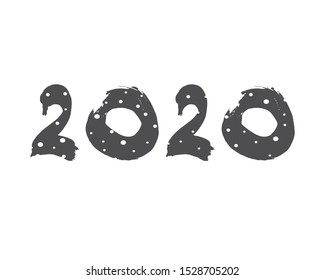 Vector hand drawn 2020 numbers, Happy New Year background