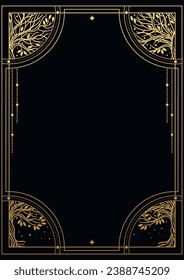 Vector hand drawn A4 frame. Mysterious dark design