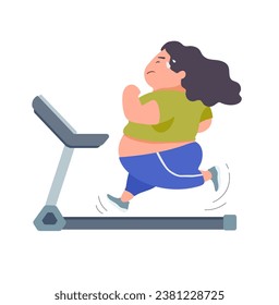 vector hand drawn about fat woman intends to run to lose weight.