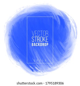 Vector hand drawn abstract background in circle shape. Artistic bakdrop blue color.