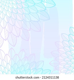Vector hand drawn abstract background.  Pastel colored plant elements and brush strokes on a white background.
