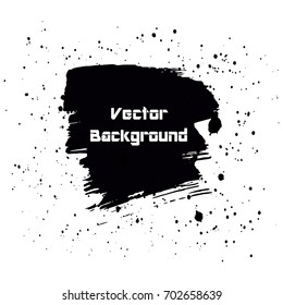 Vector hand drawn abstract background template. Grunge texture. Black spot on white background.