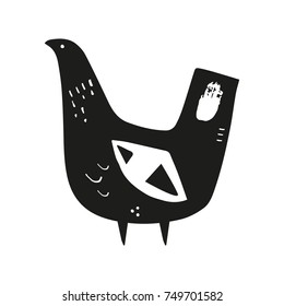 Vector hand drawn abstract bird.