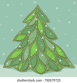 vector hand drawn abstract christmas tree