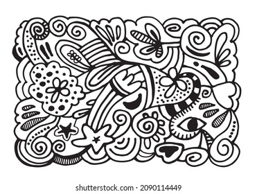 Vector hand drawn abstract decorative ethnic lines.Abstract decoration.