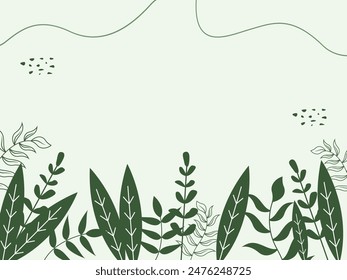 Vector Hand Drawn Abstract Green Background