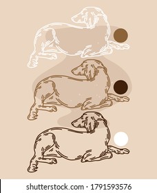 Vector hand drawn abstract illustration of lying persian greyhound dog  isolated. Tattoo artwork. Template for card, poster, banner, print for t-shirt, pin, badge, patch.