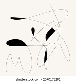 Ilustración abstracta dibujada a mano por vectores. Obra de arte creativa y simple. Plantilla para tarjeta, afiche, banner, imprimir para camiseta, pin, insignia, parche.