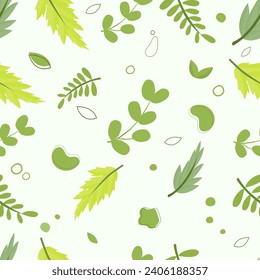 vector hand drawn abstract leaves pattern seamless