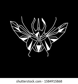 Vector hand drawn of abstract mosquito on black background.
In minimalism art style.