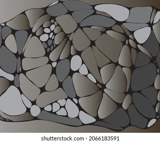 Ilustración neurográfica abstracta dibujada a mano por vectores con líneas enredadas.  Fondo mosaico en colores grises. Estilo Doodle. Diseño neuroart. 


