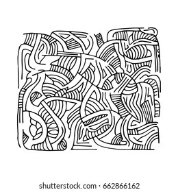 Vector hand drawn abstract object. Black graphic doodle illustration