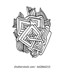 Vector hand drawn abstract object. Black graphic doodle illustration