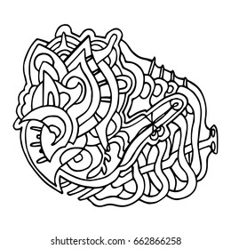 Vector hand drawn abstract object. Black graphic doodle illustration