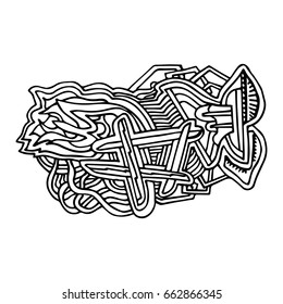 Vector hand drawn abstract object. Black graphic doodle illustration