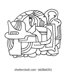 Vector hand drawn abstract object. Black graphic doodle illustration