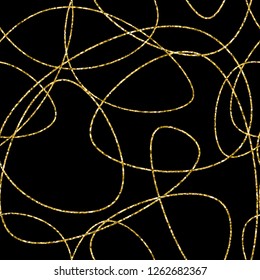 Vector hand drawn abstract seamless pattern. Gold stripes pattern. 